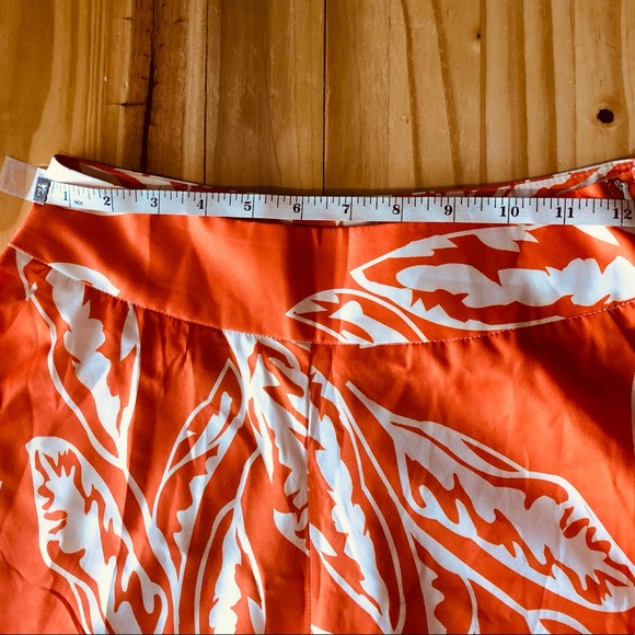 Orange Floral Woman High Waist Asymmetric Hem Pants Boho With White Blouse Sz S - Picture 6 of 13